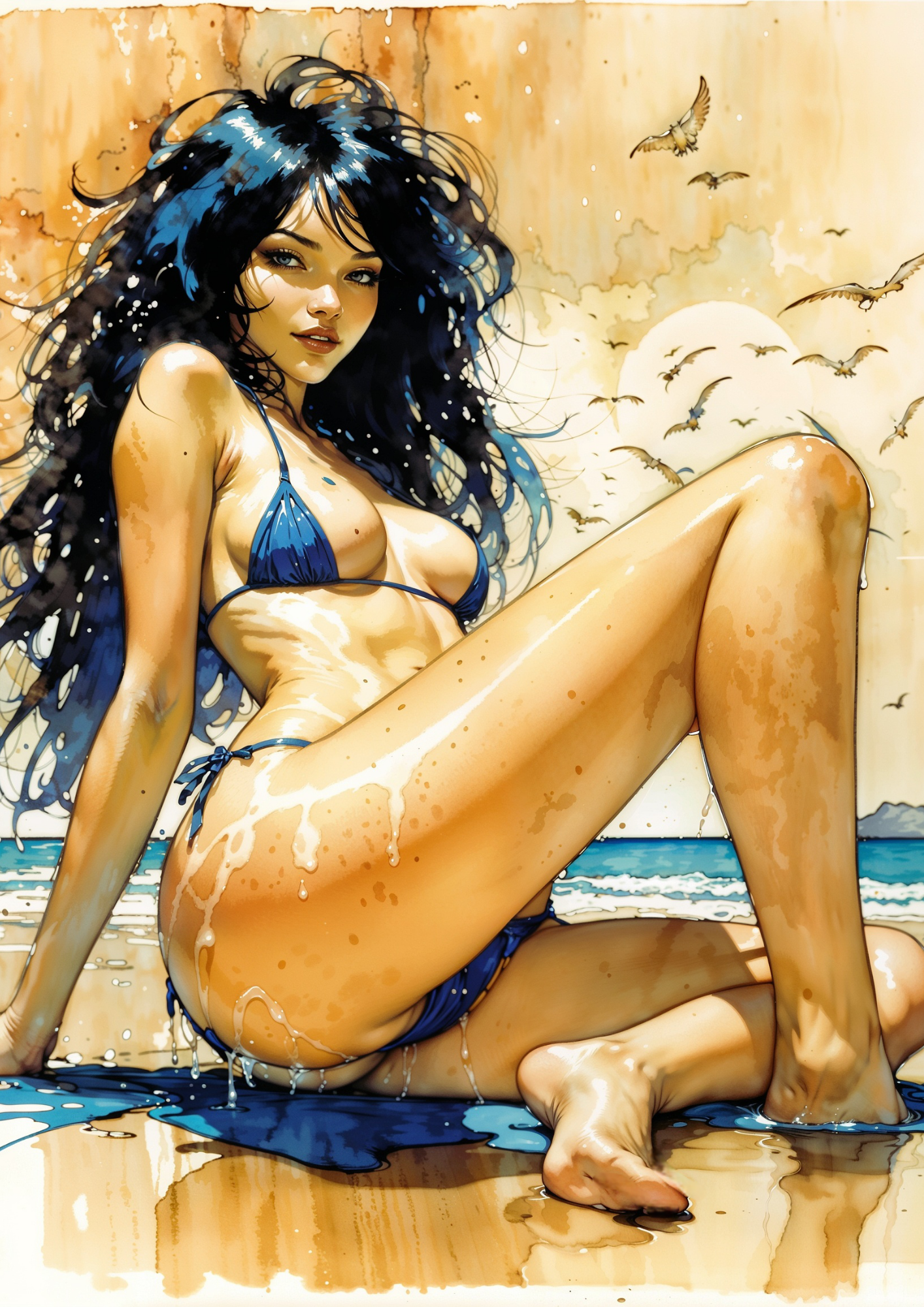 Hentai manga girls, sketches of summer. 100 images.