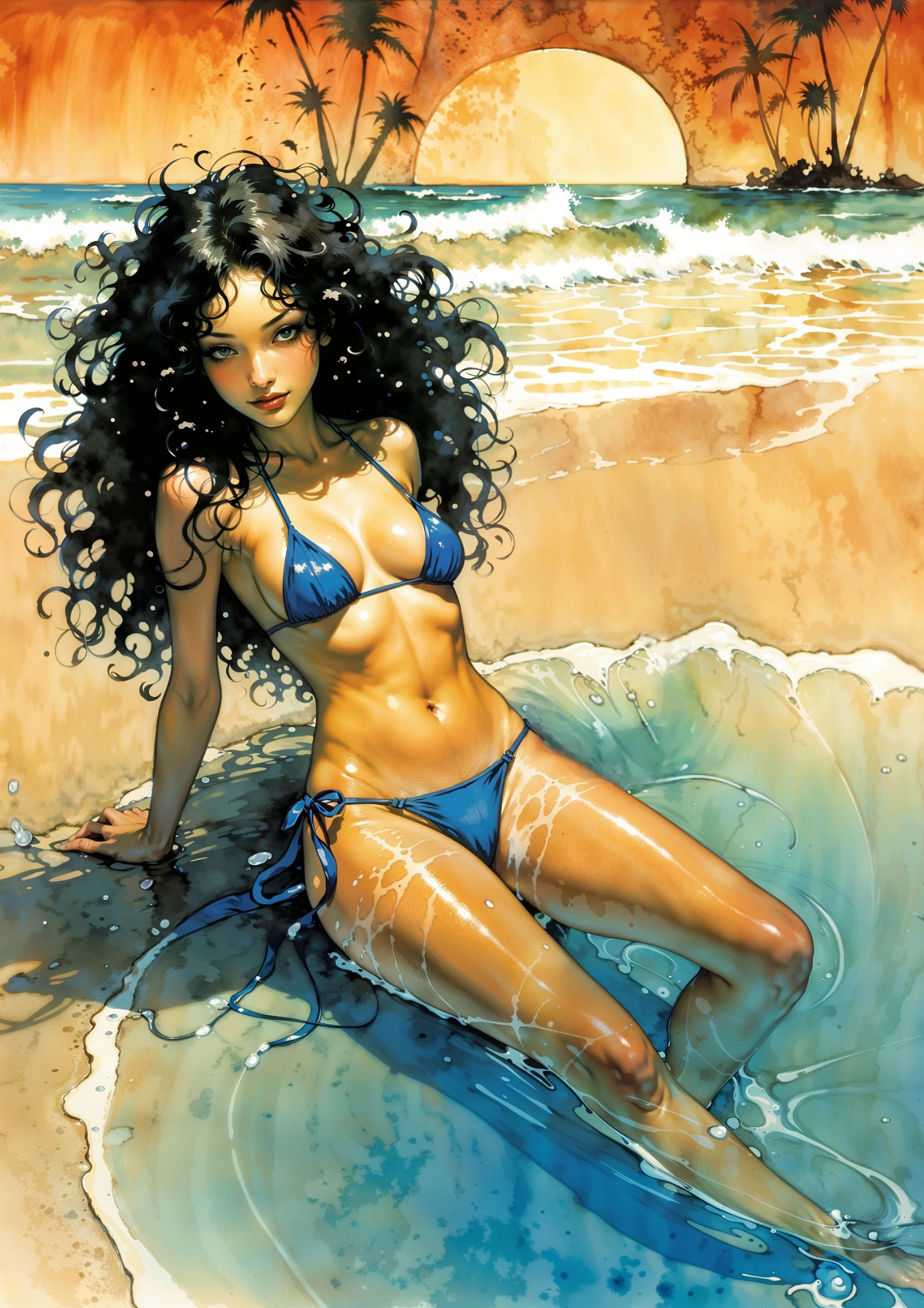 Hentai manga girls, sketches of summer. 100 images.