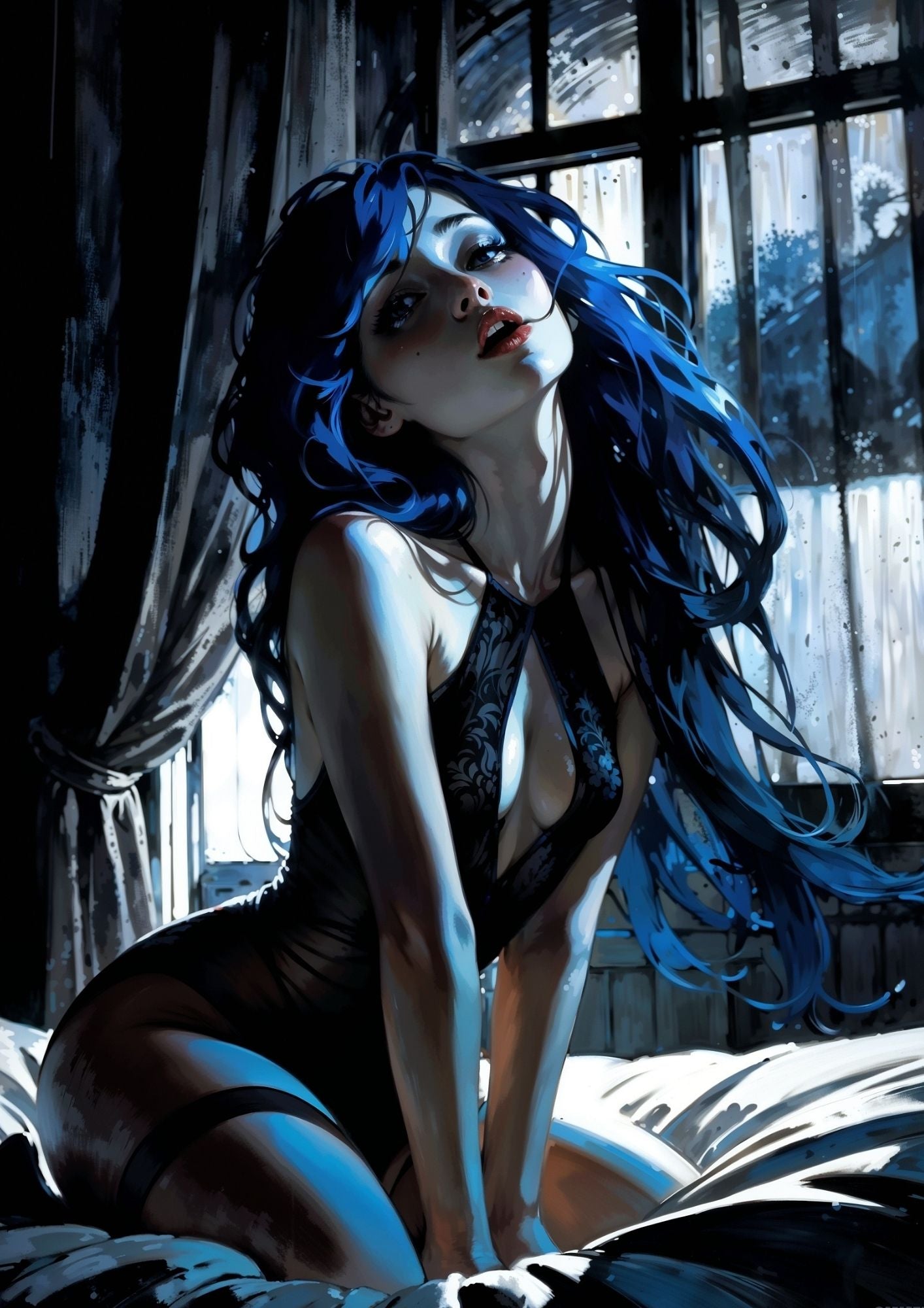 Hentai manga girls, shadows, 120 images.