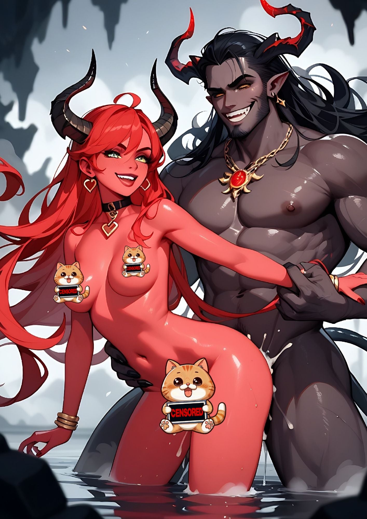 Hentai manga girls, playing with demons, 350 images.