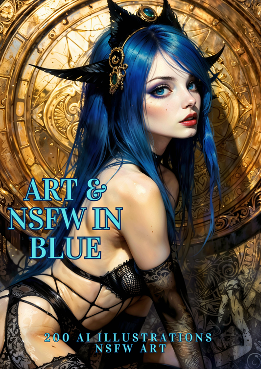 hentai manga girls, art in blue, 200 images.