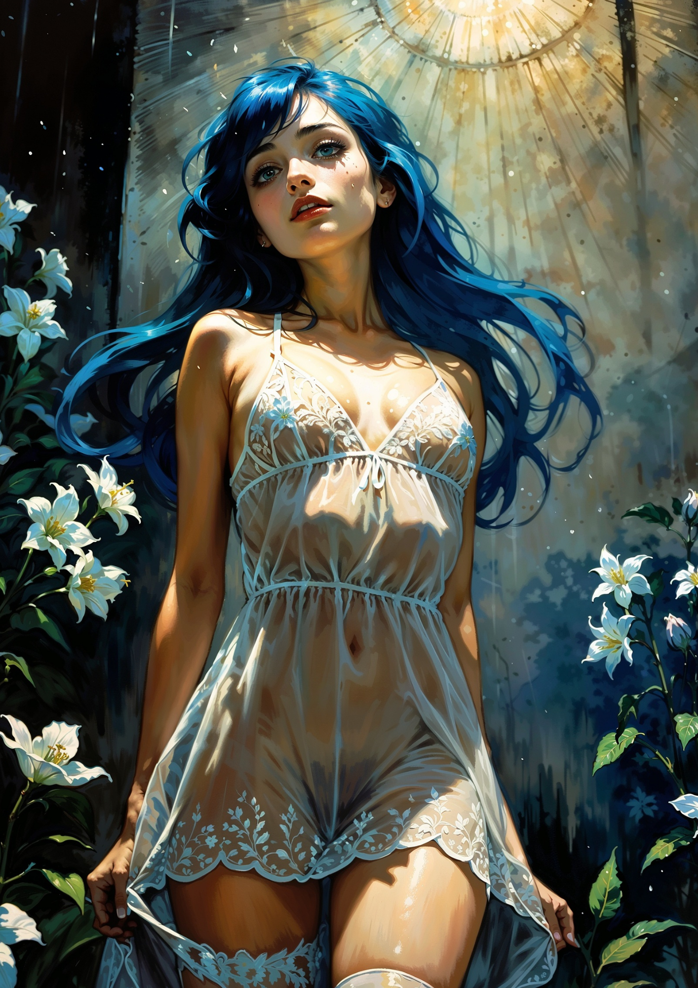 hentai manga girls, art in blue, 200 images.