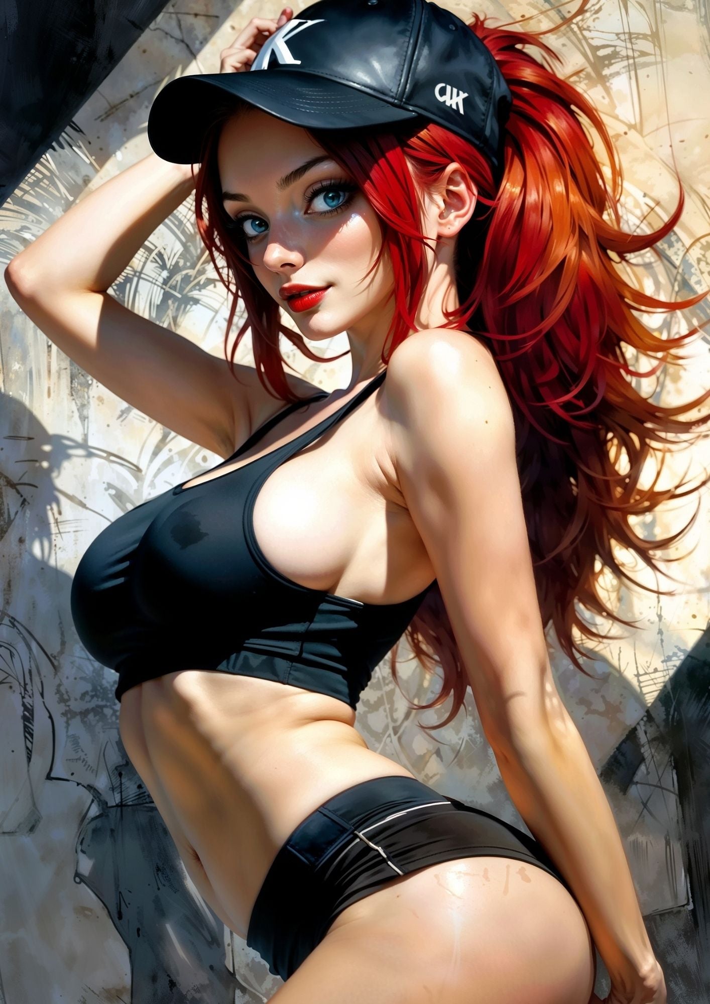 Hentai manga girls, art in red, 120 images