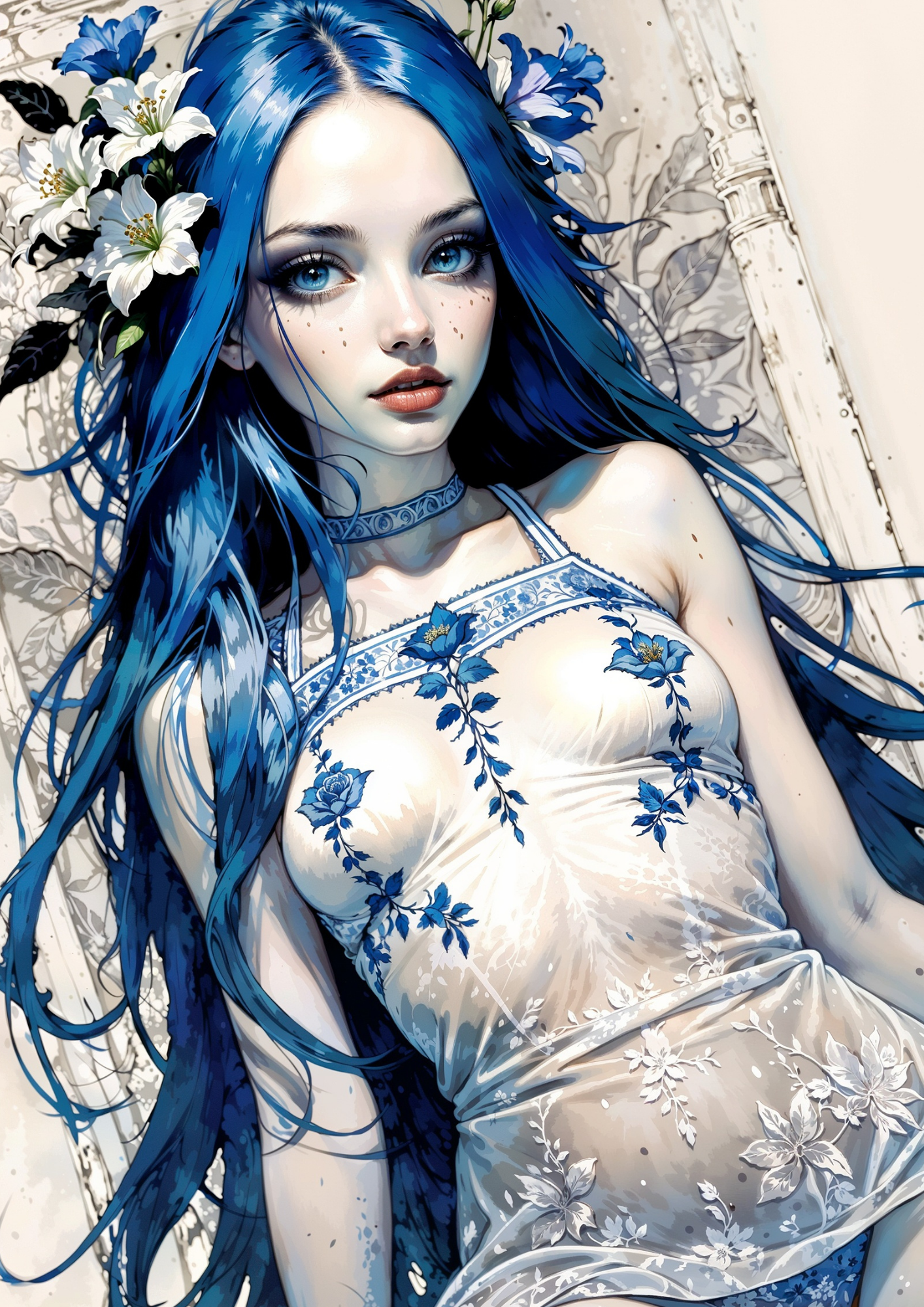 hentai manga girls, art in blue, 200 images.
