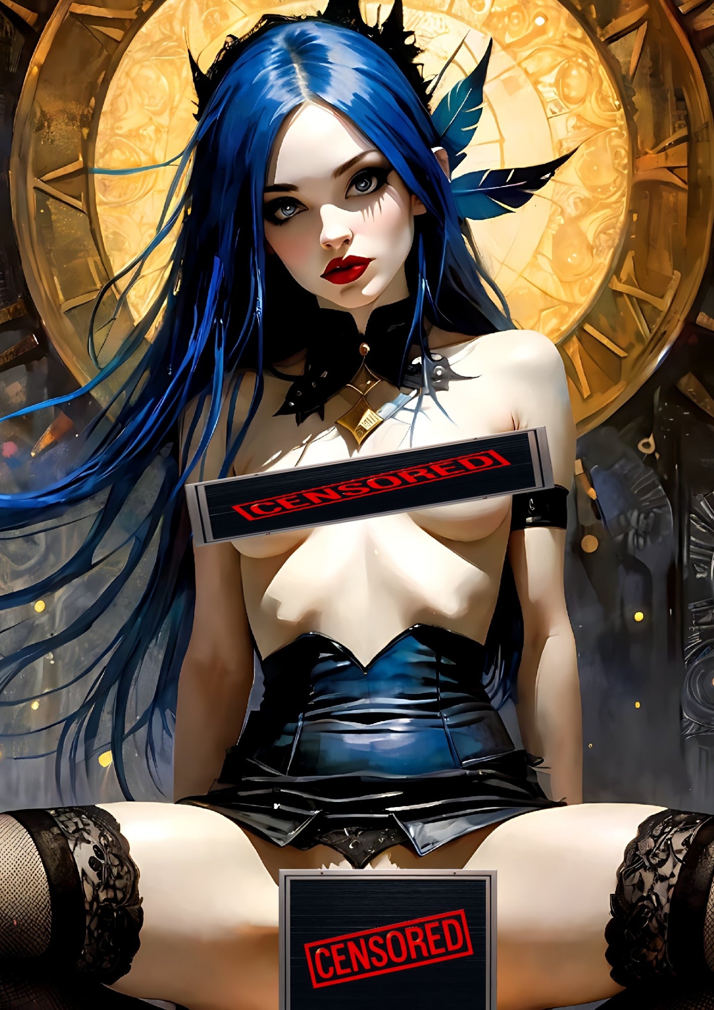 hentai manga girls, art in blue, 200 images.