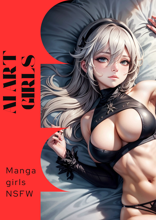 Hentai manga girls, white hair girl. 100 pages.