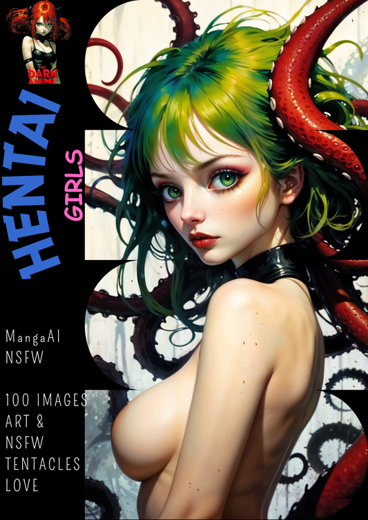 Hentai manga girls, tentacles love, 100 images.