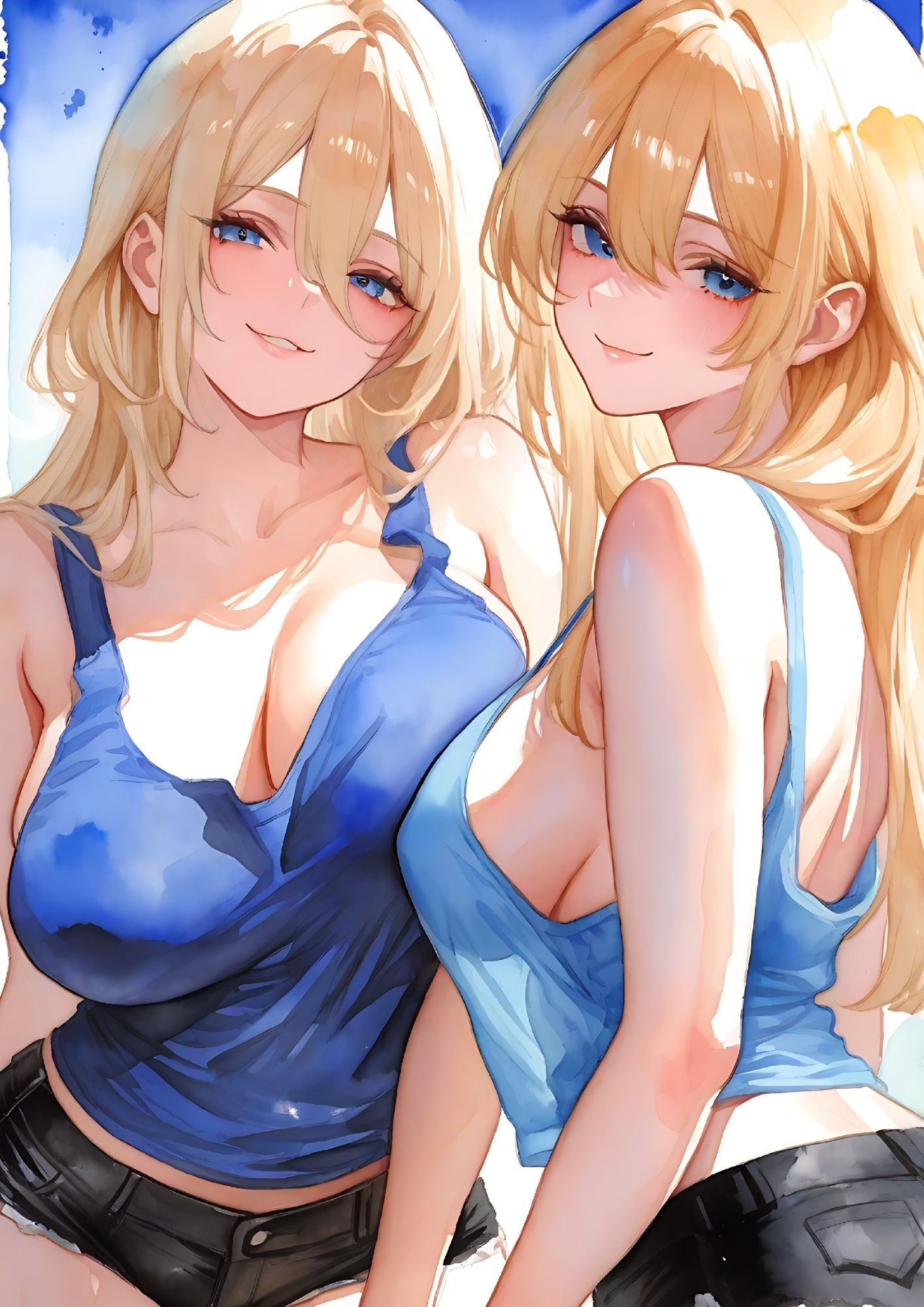 Hentai manga girls, The blonde twins become adults, 200 images.