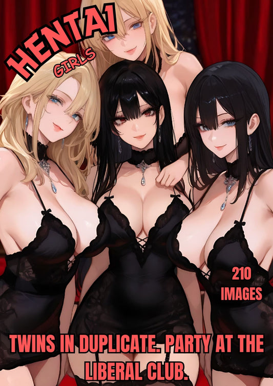 Hentai manga girls, Twins in duplicate, party at the liberal club, 210 images.